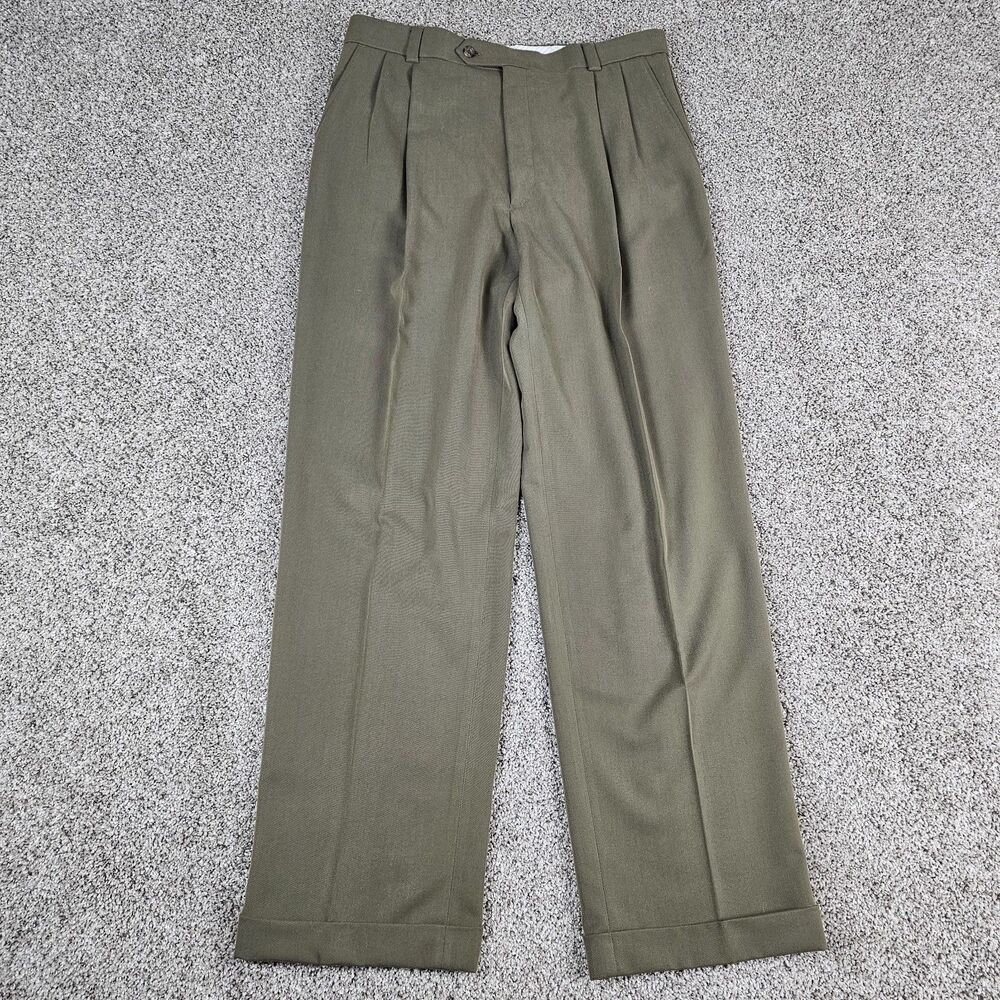 Ballin Pants Mens 34x33 Green Pleated Cuffed Comfort EZE Relaxed
